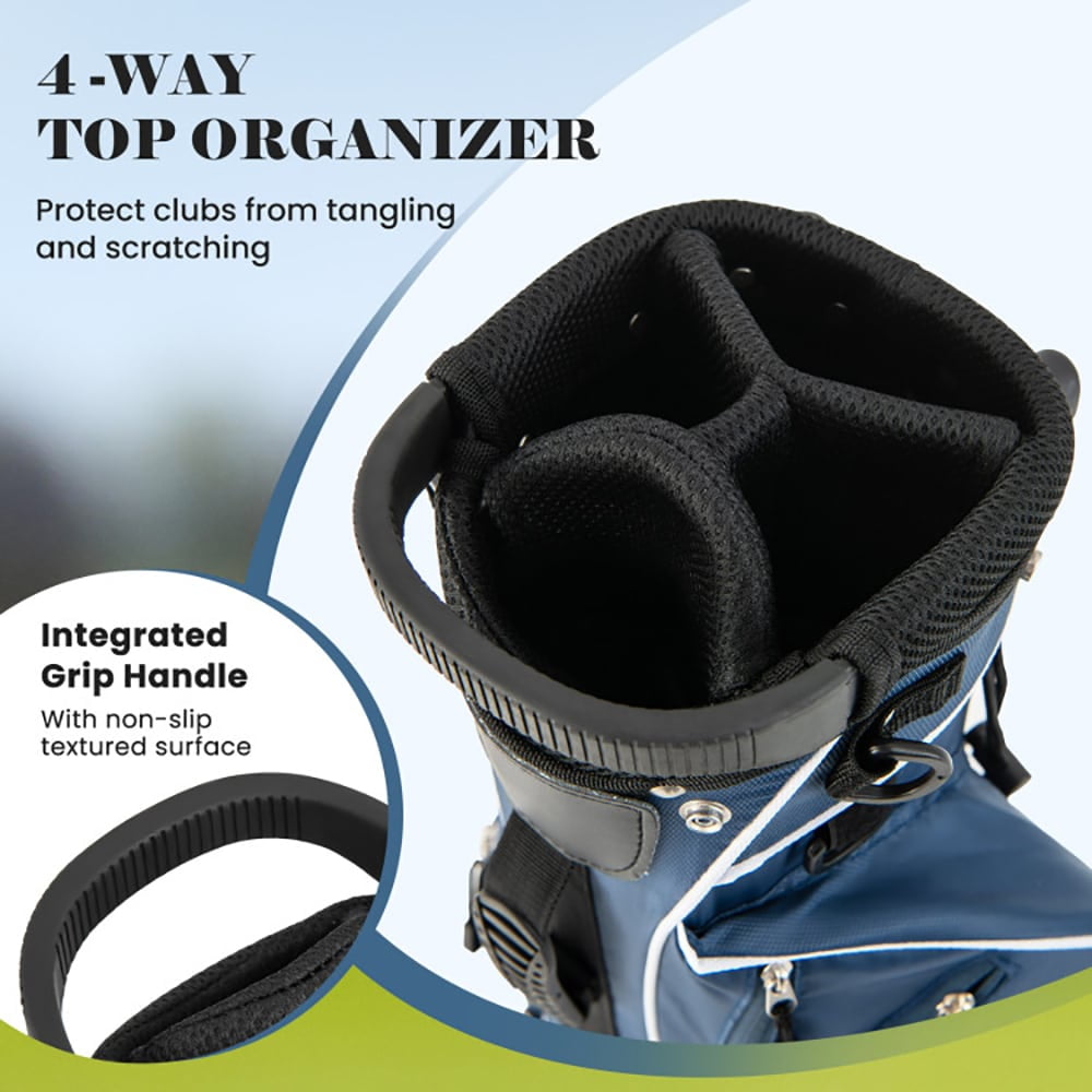 GVN Golf Stand Bag, Lightweight Golf Bag,Golf Stand Cart Bag with 4 Way Divider Carry Organizer Pockets-Blue
