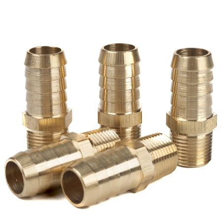 LTWFITTING Brass Barb Fitting Coupler 5/8-Inch Hose ID x 3/8-Inch Male NPT Fuel Gas Water(Pack of 5)