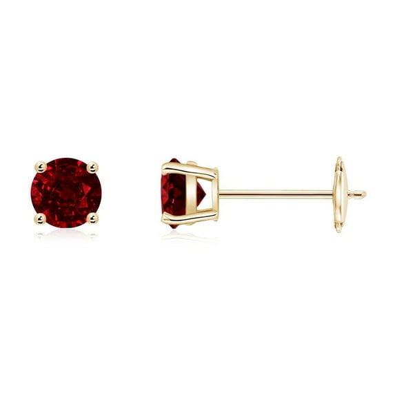 ANGARA Natural Round Ruby Stud Earrings in 14K Yellow Gold for Women (Size-4mm) | July Birthstone, Birthday, Anniversary, Jewelry Gift for Women | Natural Ruby Earrings