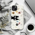 thumbnail image 6 of Cute Black Cat Peeking Cartoon Phone Case, Whimsical Cat and Tiny Objects Pattern, Protective Cover for iPhone 16 15 14 13 12 11 Pro Max Mini, 6 of 6