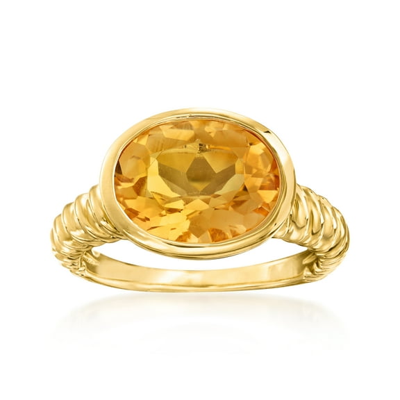 Ross-Simons 4.50 Carat Oval Citrine Ring in 18kt Gold Over Sterling, Women's, Adult