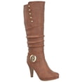 thumbnail image 4 of Top Moda Win-45 Women's Metallic Buckle Knee High Round Toe Studded Slouched Boots TAN 7.5, 4 of 5