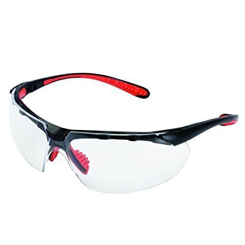 Jackson Safety Maxfire Small Safety Glasses Black Frame with Red Tips Clear Anti-Fog Lenses 12 Pairs 38498