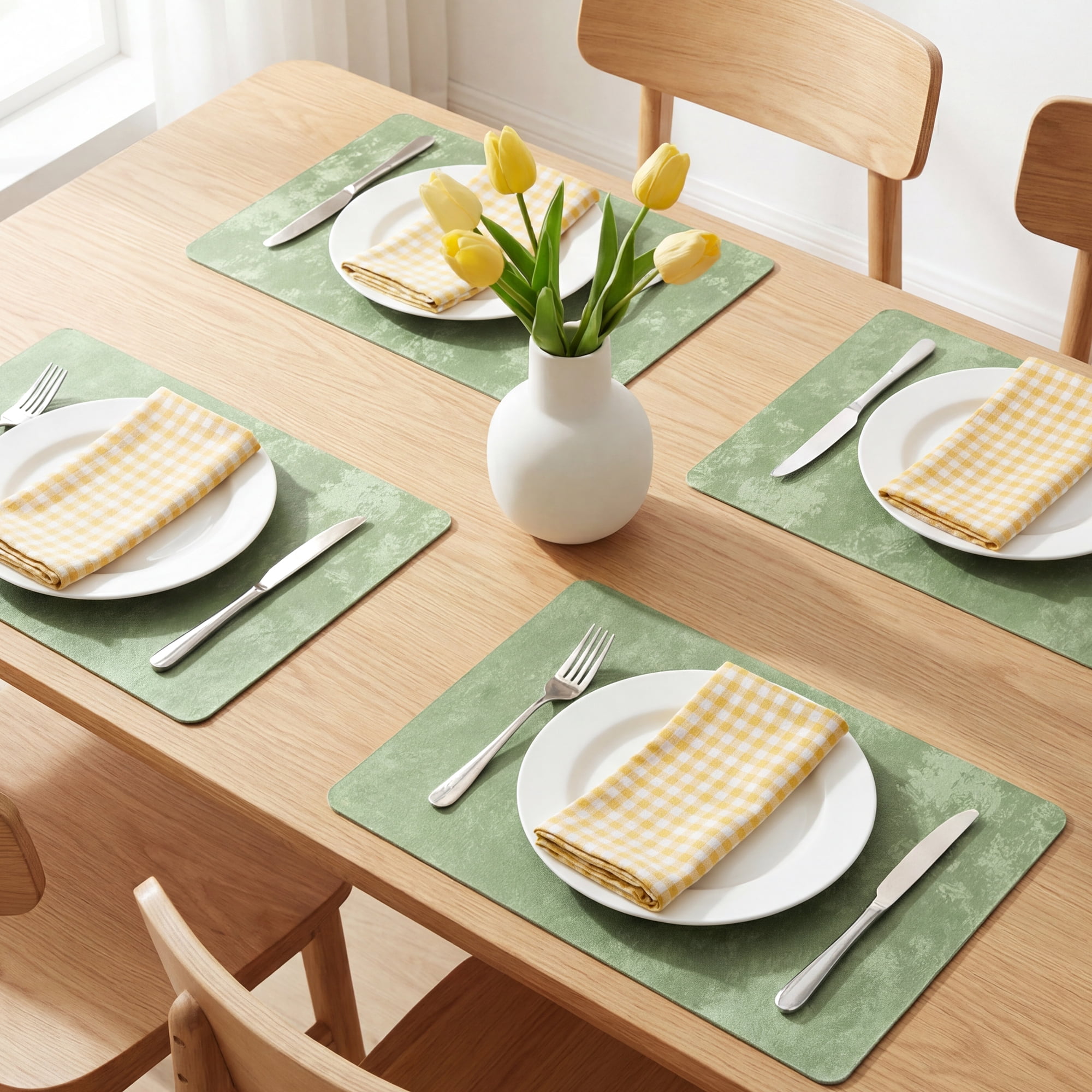 Unique Bargains Waterproof Placemats 4pcs Malachite Green 17.7"x11.8"