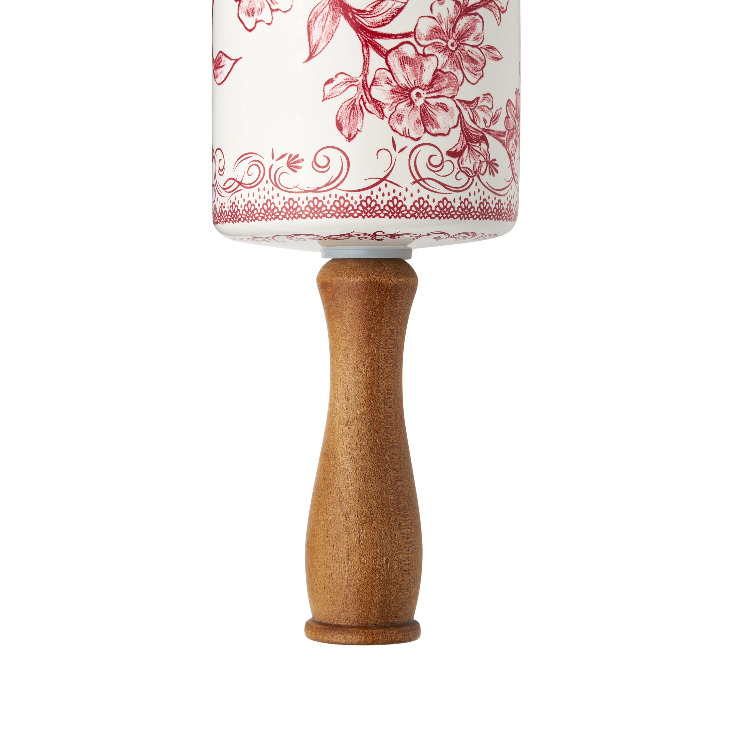 The Pioneer Woman Agatha Ceramic Rolling Pin with Wood Handles, Red