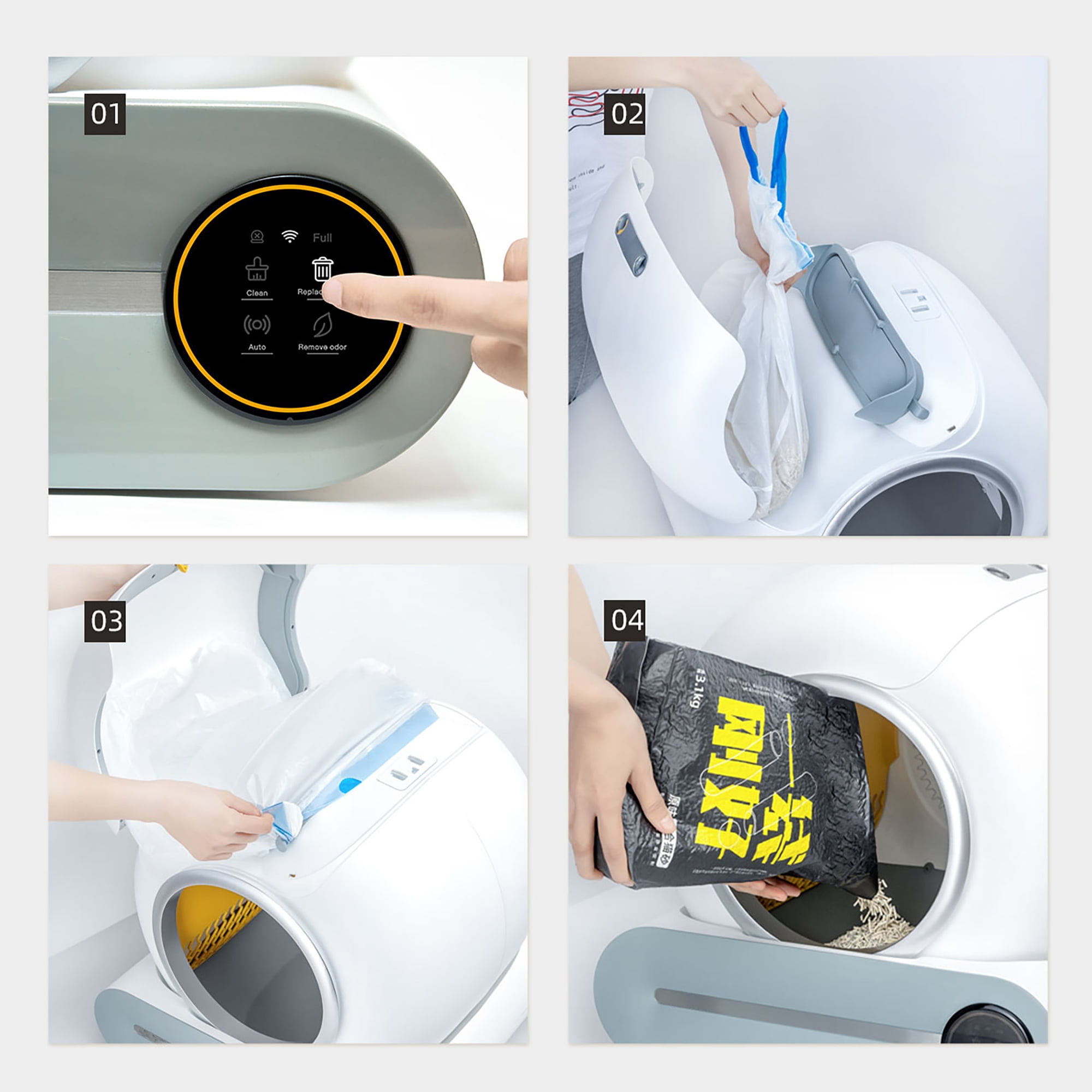 Pefilos Smart Self-Cleaning Cat Litter Box, 65L+9L Large Capacity/APP Control/Ionic Deodorizer for Multiple Cats Automatic Cat Litter Cleaning Robot, White Pefilos Smart Self-Cleaning Cat Litter Box, 65L+9L Large Capacity/APP Control/Ionic Deodorizer for Multiple Cats Automatic Cat Litter Cleaning Robot, White