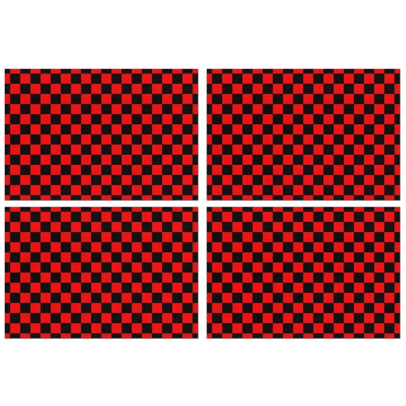 Red and Black Checkered Pattern Summer Placemats Table Placemats Set Of 4-Linen Kitchen Washable Placemats Table Mats 11.8"x17.7" Non-Slip Heat Resistant