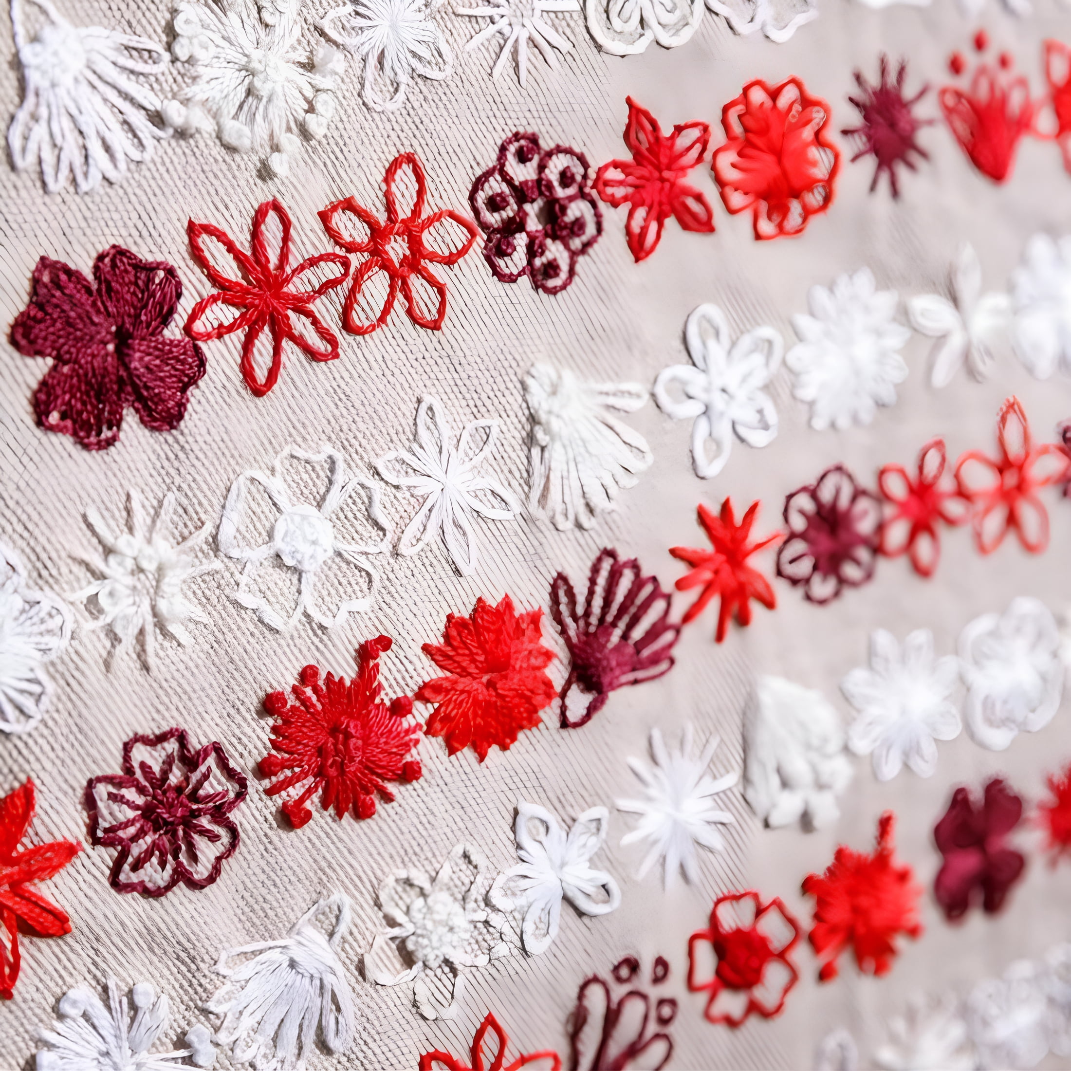CCOCC 2026 New Red,White and Bloom Embroidery Kit Stamped Cross Stitch Kits for Adults for Home,Crafts,Diy