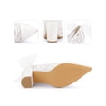 thumbnail image 4 of BLISSFUL STEP Perphy Pointed Toe Bow Lace Decor Block Heel Pumps for Women White 9, 4 of 7