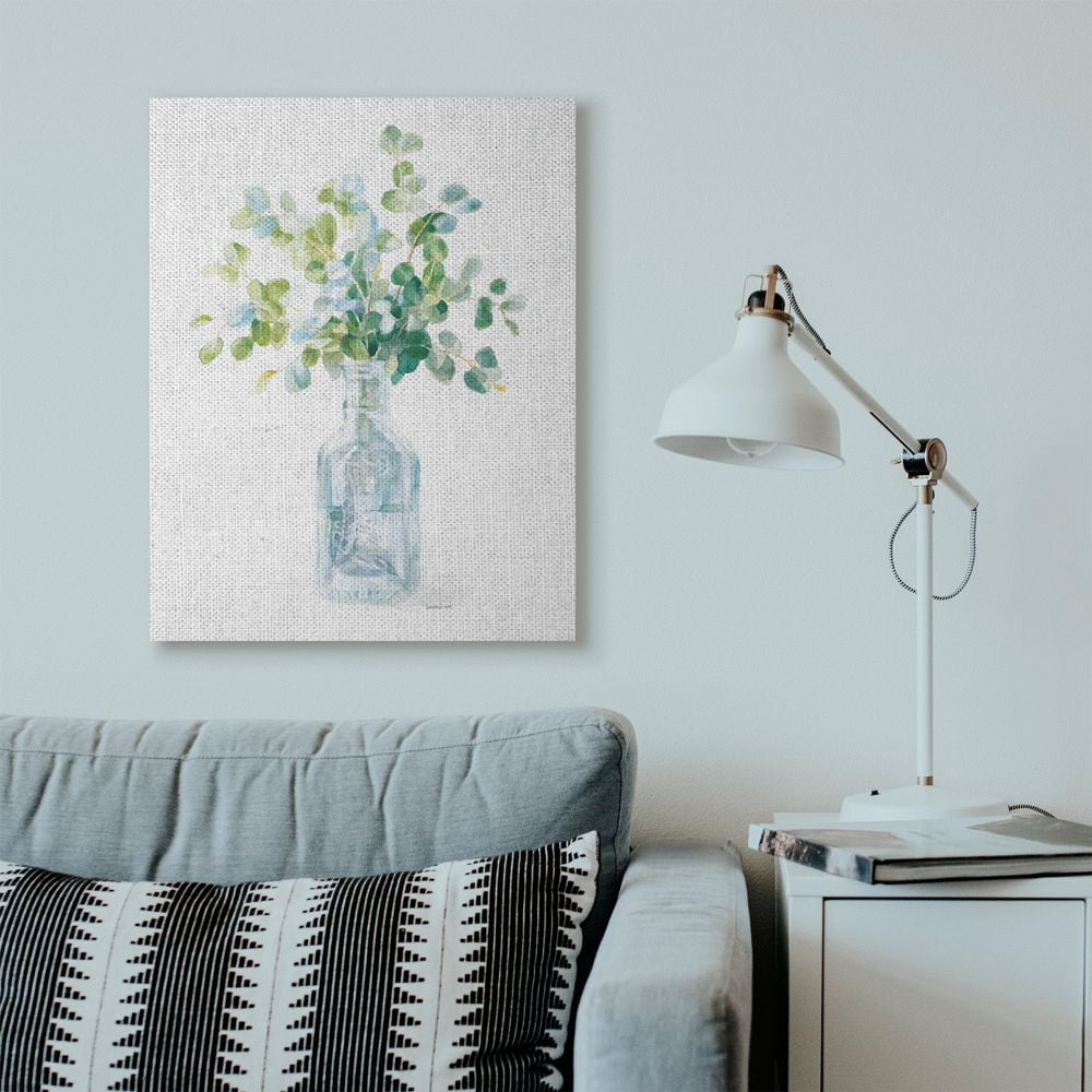 Stupell Industries Flower Jar Still Life Green Blue Painting Canvas Wall Art by Danhui Nai