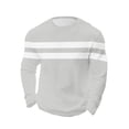 thumbnail image 5 of Mens Waffle Knit Shirt Striped Graphic Long Sleeve Thermal Pullover Stretch Crewneck Top Gym Loungewear, 5 of 5