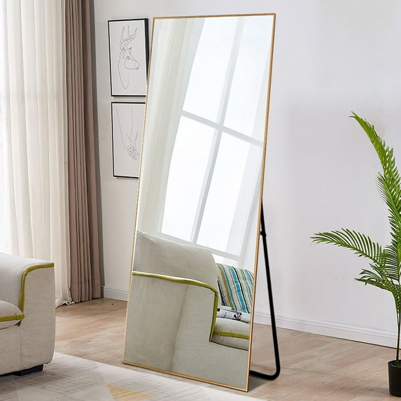 Neutypechic 59"x19" Full Length Floor Mirror Standing Rectangle Mirror, Gold