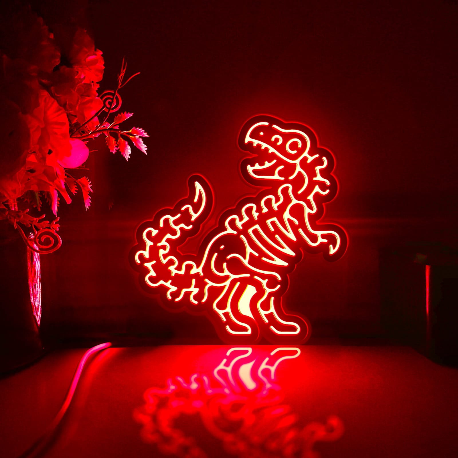 Dinosaur Led Light Box, Dimmable Neon-Like Light Signs USB Power for Wall Decor Bedroom Decoration, Color Flow Effect (WxH) 6"x6"