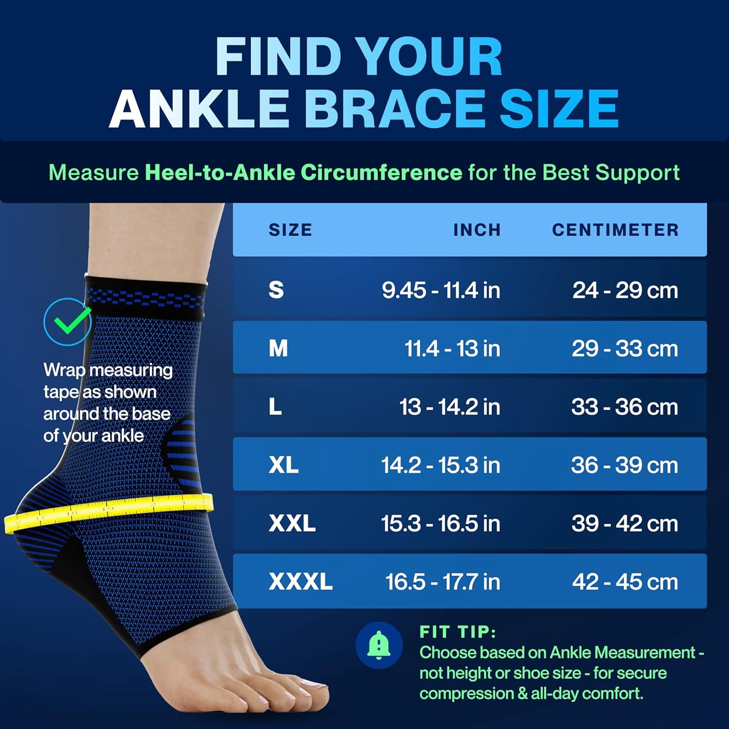 MODVEL Ankle Brace,  Blue/Black,  XL, (2 Pack)