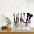 thumbnail image 2 of Organizador de 6 ranuras para brochas de maquillaje de acrílico, contenedor transparente para lápices de cejas, almacenamiento de cosméticos que ahorra espacio en la mesa del tocador, 2 of 5