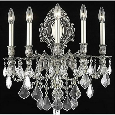

9605 Monarch Collection Wall Sconce W21in H24in E11in Lt:5 Pewter Finish (Royal Cut Crystals)