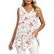 thumbnail image 1 of Mujeres Racerback Camisetas sin mangas Camiseta sin mangas de gasa con cuello en V para mujer, camiseta sin mangas con dobladillo plisado doble, camiseta informal tipo túnica (Pink, M), 1 of 7