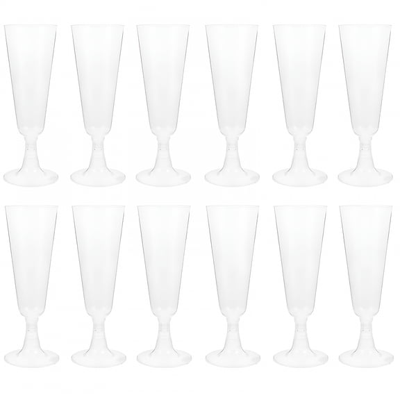 ACDANC 12Pcs Disposable Plastic Champagne Cups Drinking Goblet Red Wine Glass (Transparent)