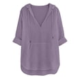 thumbnail image 6 of Women's Beach Cover Up Hoodies Sweatshirt Long Sleeve Sun Protection V Neck Breathable Shirt Top with Pockets Purple XXL, 6 of 7