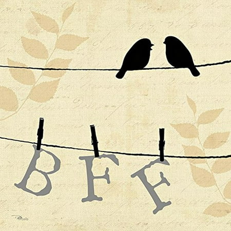 Sweet Tweets I BFF   Best Friends Forever   12x12 Birds on a Wire Art Print