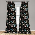 thumbnail image 2 of Floral Design Window Curtains, Night Time Look Blooming Flowers Leaves and Feathers Pattern Art, Lightweight Decor 2-Panel Set with Rod Pocket, Pair of - 28"x84", Pale Pink Charcoal Grey, by Ambesonne, 2 of 3