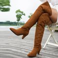 thumbnail image 6 of Xfvqtps Womens Thigh High Boots Pull on Tie Back Chunky High Heel Pointed Toe Suede over the Knee Boots, 6 of 6