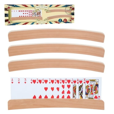 Fugocen Wood Curved Playing Card Holder Set of 4, 13.4Inch