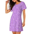 thumbnail image 2 of Pofeuu Lilac Glittering Print Women's Loose Fit Short Sleeve Nightgown, Comfortable Sleep Dress for Women, Casual Lounge Sleepwear, Soft Cotton Sleep Dress, 2 of 6