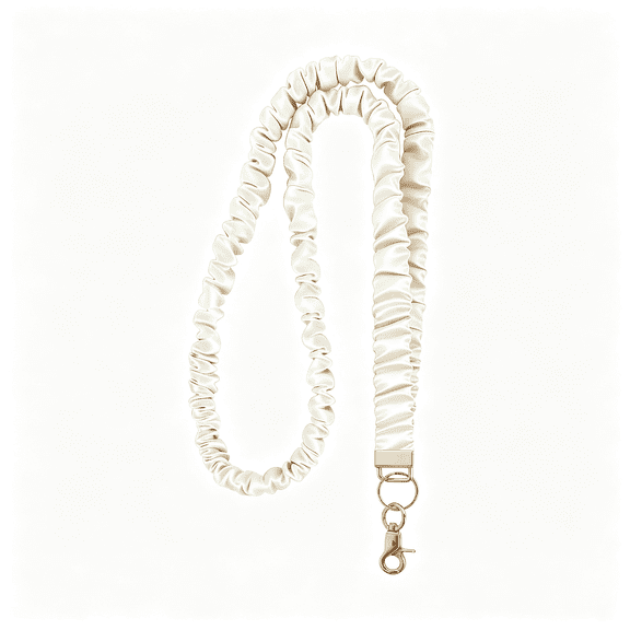 MISSMILE Scrunchie Lanyard for Id Badges Teacher,Stretchy Neck Key Lanyards for Women Men Nurse Mother,Breakaway Cute Retractable Keychains Holder Clip for Cruise Ship Cards,Beige