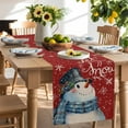 thumbnail image 2 of Table Runner 72 Inches Long for Kitchen Dining, Red Snowman Christmas Dresser Scarf Farmhouse, Dining Table Decorations for Wedding/Parties, Let Snow Xmas Winter Snowflake 18 x 72 In, 2 of 9