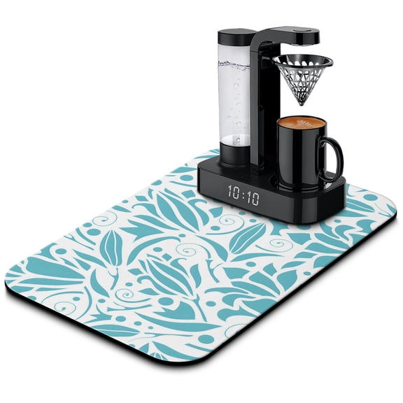 Super Absorbent Diatom Mud Coffee Drying Mat 19.5x12in Quick Dry Fabric, Decorative Pattern, Waterproof & SlipResistant,Coffee Mat Easy to Clean