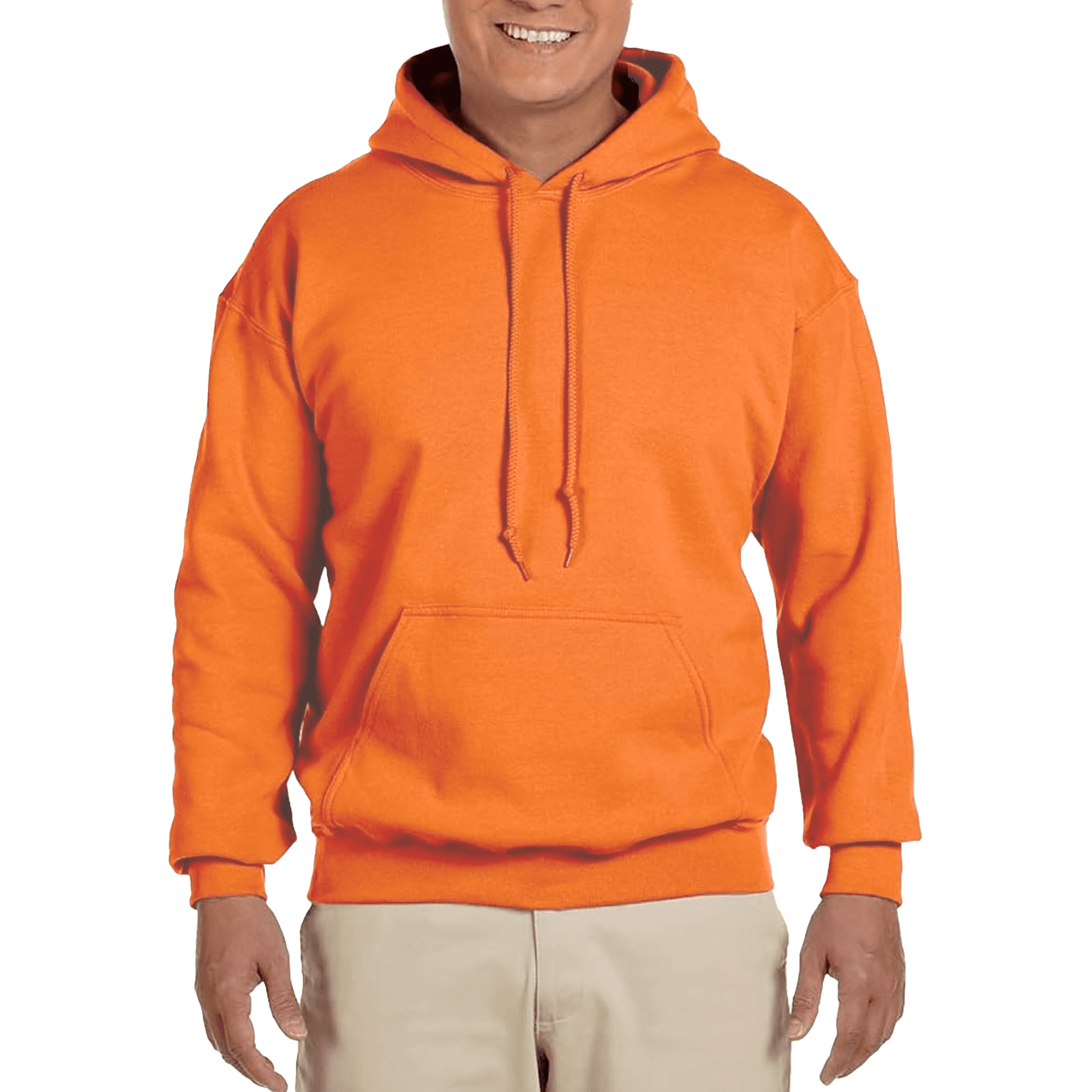 Gildan High Visibility Safety Hoodie with Pockets, Size-2XL, 8 oz | Men's Hi Vis 50/50 Cotton/Poly Work Reflective Orange Pullover Hooded Sweatshirt