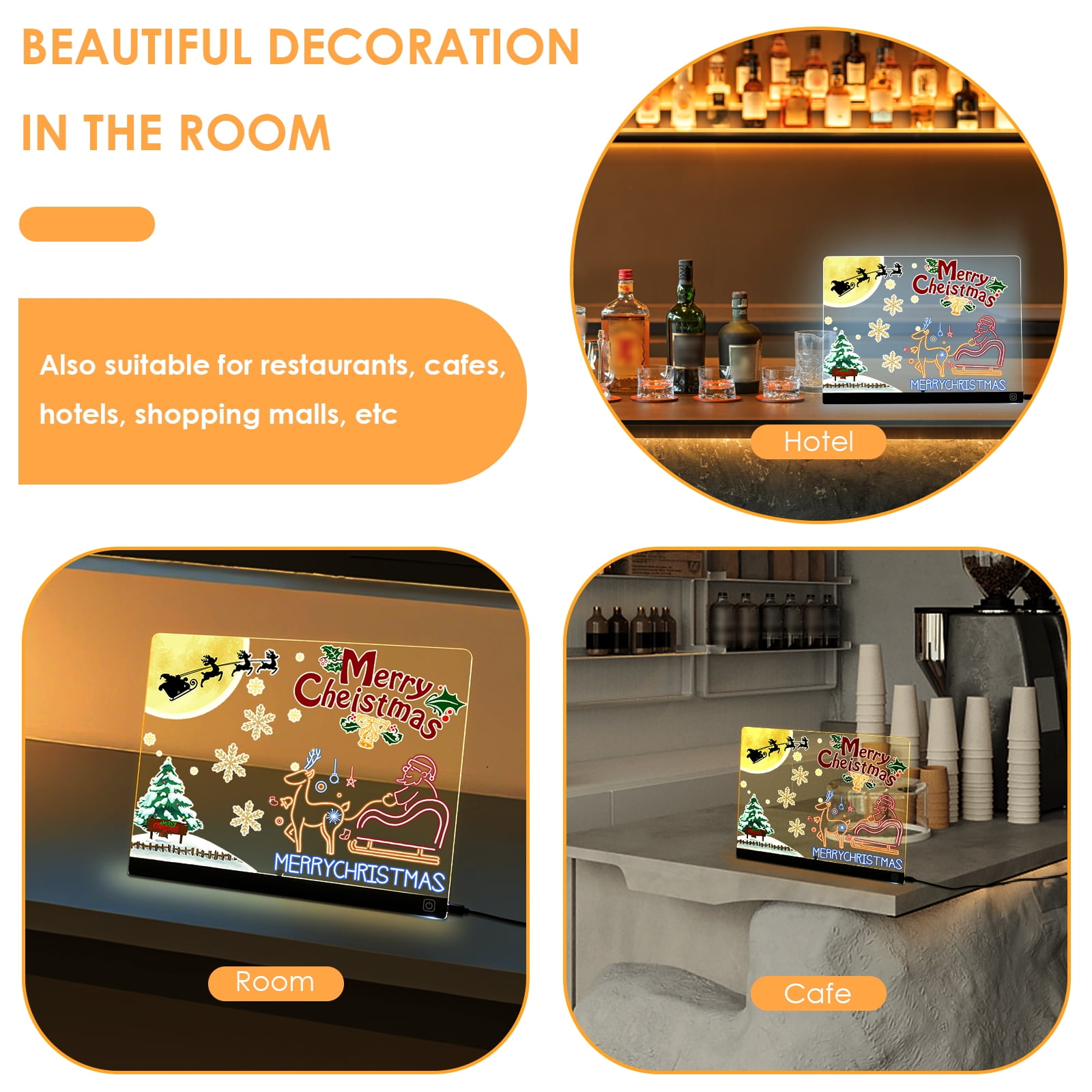 Threns LED Drawing Board Glowing Acrylic LED Message Board with 7 Colors Lights and Stand Illuminated Drawing Pad for Kids Office Home