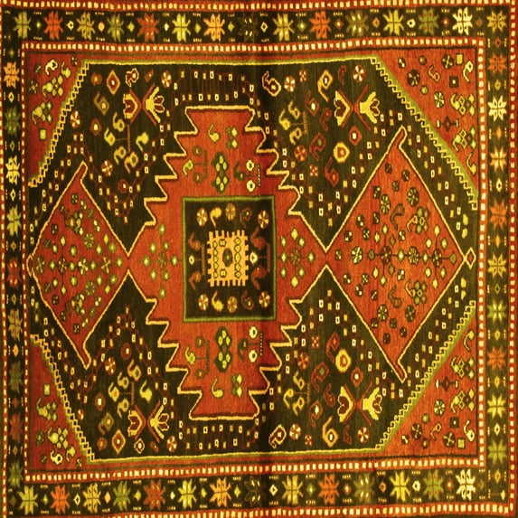 Ahgly Company Indoor Square Persian Yellow Traditional Area Rugs, 6' Square