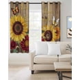 thumbnail image 2 of Sunflower Brown Wooden Blackout Curtains for Bedroom Living Room Darkening Curtains 54 Inch Long Vintage Flowers Butterfly Short Curtain for Small Window Treatment Insulated Grommet Drapes 42"x54"x2, 2 of 9