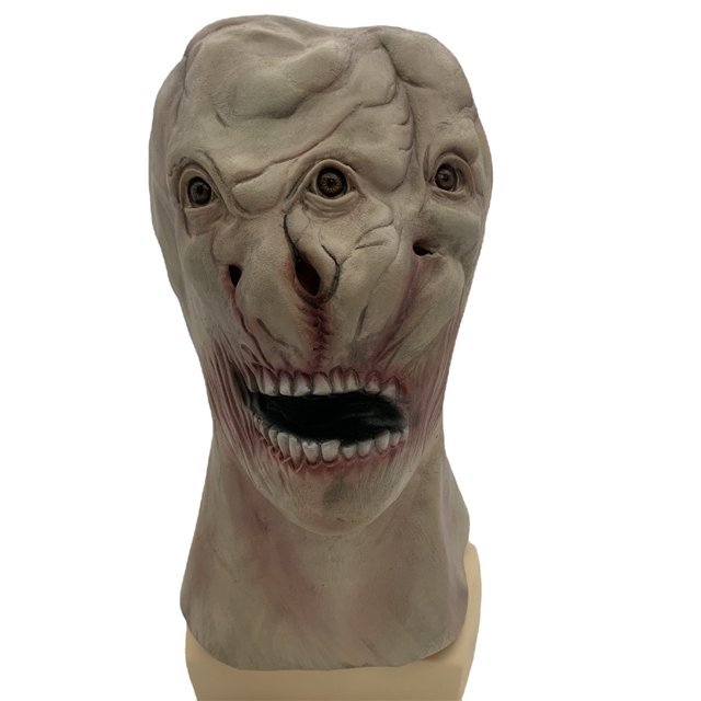 Máscara zombi de látex mutado de tres ojos que come a mano para Halloween