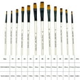 thumbnail image 3 of 12pcs Flat Artist Paint Brushes for Acrylic, Watercolor, Gouache, Oil and Hobby Painting White Color, 3 of 7