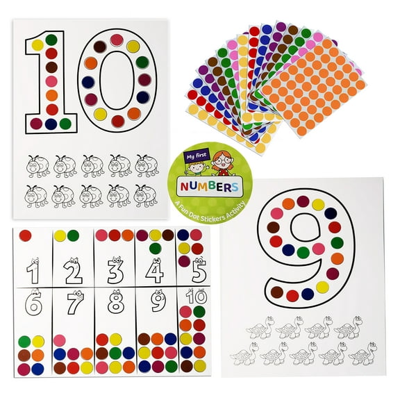 Royal Green Fun Dot Sticker Activity Sheets for Kids, My First Numbers (1-10), Creative Learning for Ages
