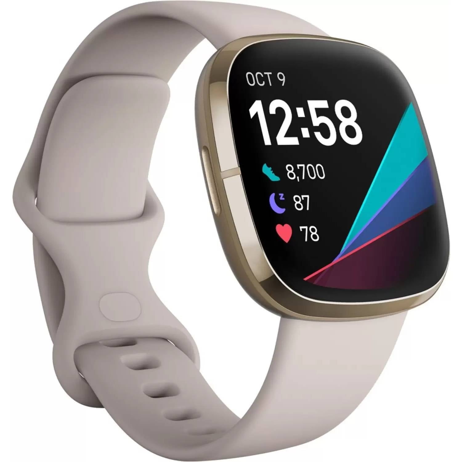 Open Box Fitbit - Sense Advanced Health Smartwatch - Soft Gold / Lunar White