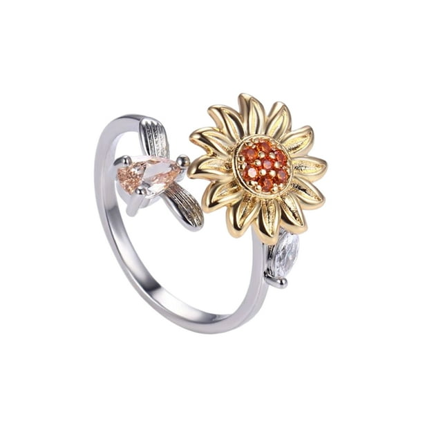Anillo de tamano ajustable para mujer diseno de flores con personalidad anillos abiertos accesorios de compromiso accesorios de joyeria de Ropa