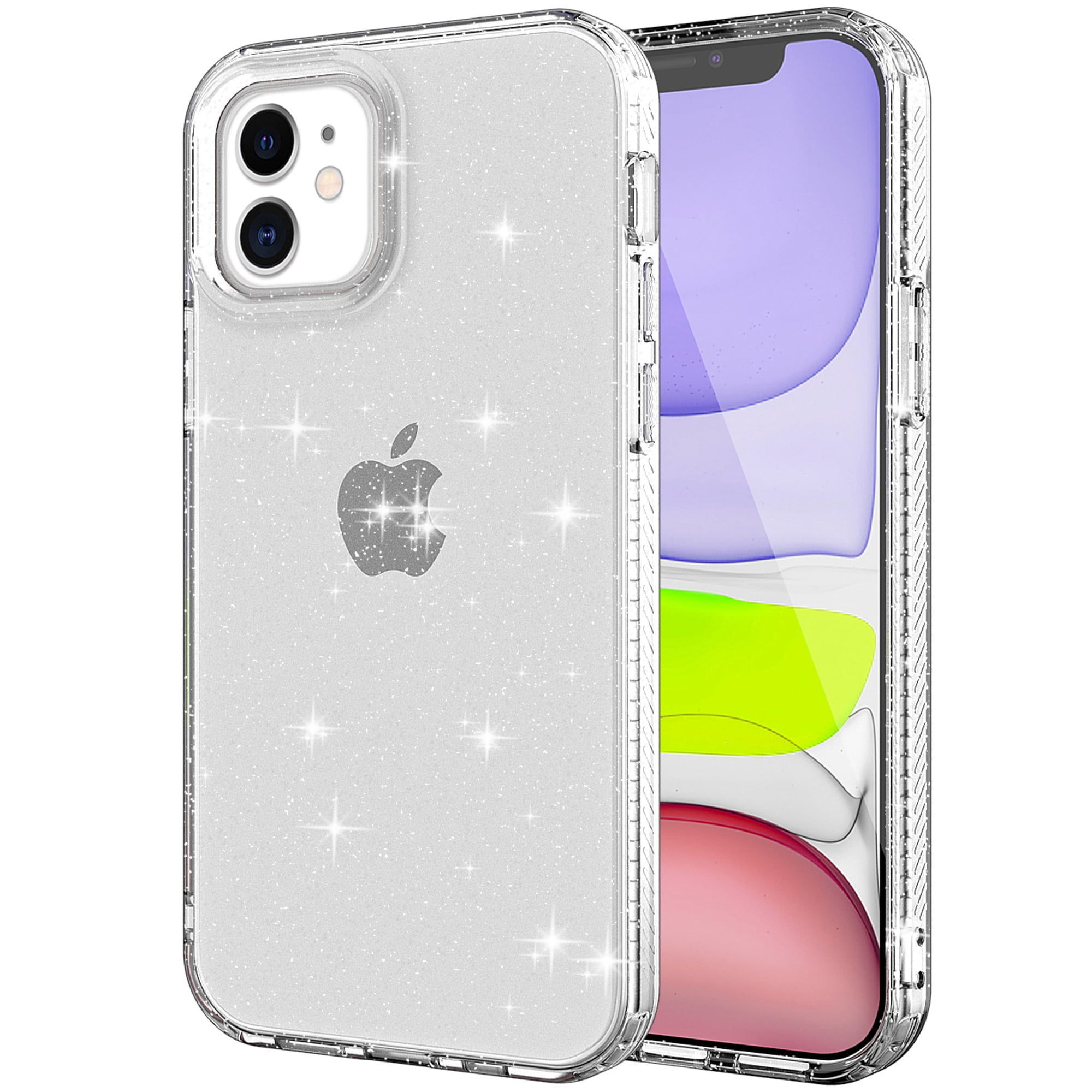 Crystal Soft Bling Glitter Sparkle Gel Compatible with iPhone 11,TPU Silicone Bumper Ultra Thin Slim Rubber Clear Transparent Flower Cartoon Pattern Flexible Protective Back Cover 