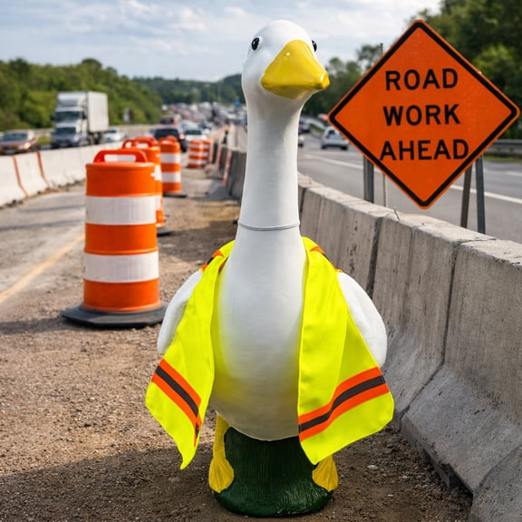 Patio Goose Costume, Funny Construction Safety Reflective Vest Outfit for Patio Goose, Creative Decor Clothing for Garden Yard Art and Outdoor Holiday Decor
