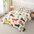 thumbnail image 3 of Homewish Funny Dachshund Dog Quilt King,Kawaii Flowers King Coverlet Set,Cream,3 Pieces, 3 of 7