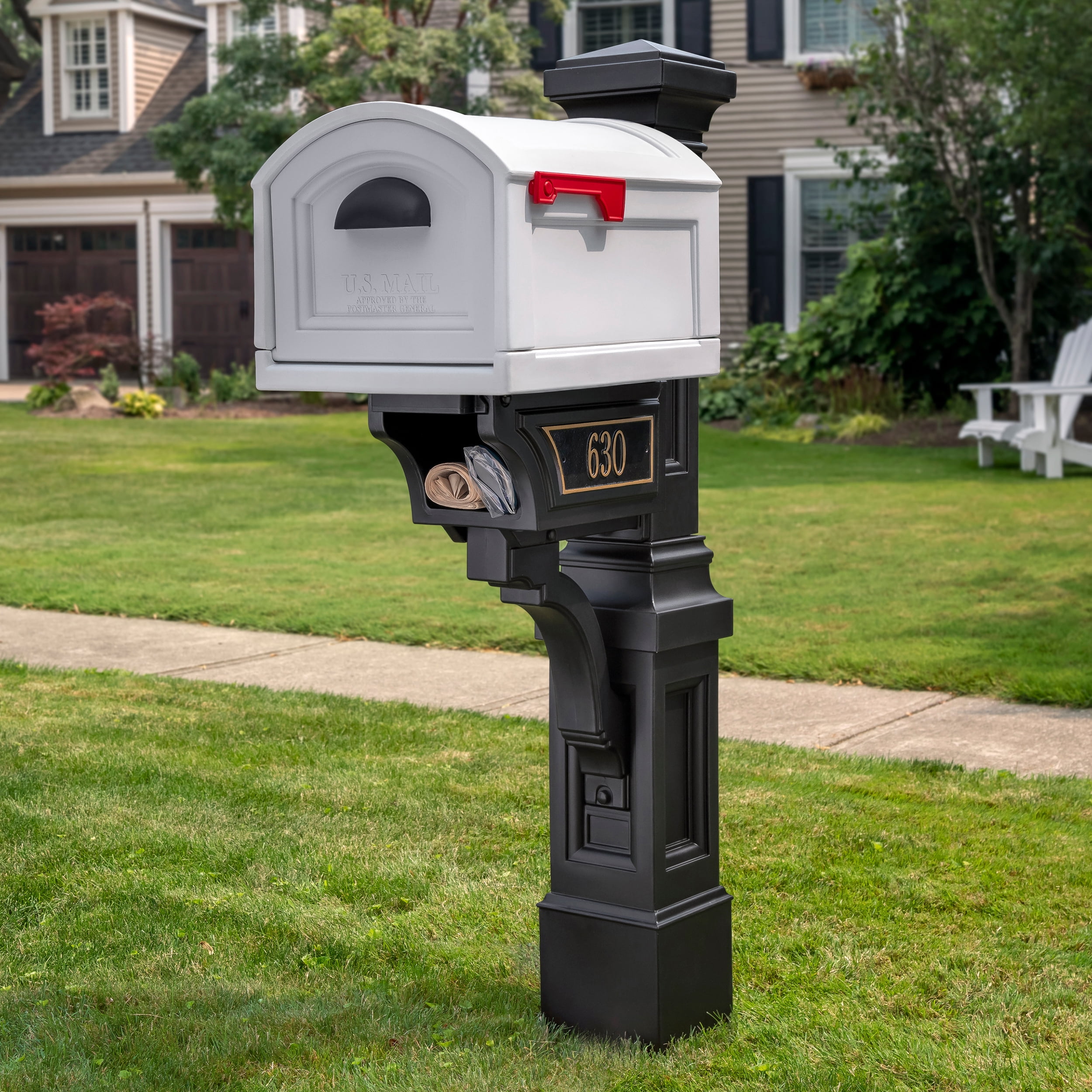 Step2 Atherton 59" Onyx Black Plastic Mailbox Post Kit
