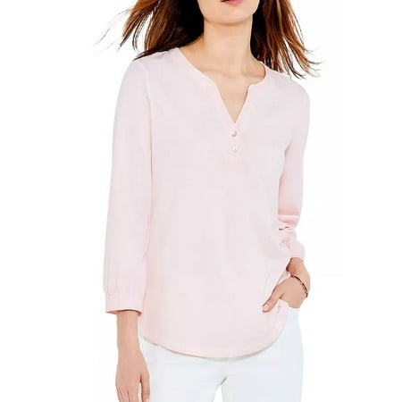 NZT NIC+ZOE Women's Blush Bracelet Sleeve Henley Tee, XS