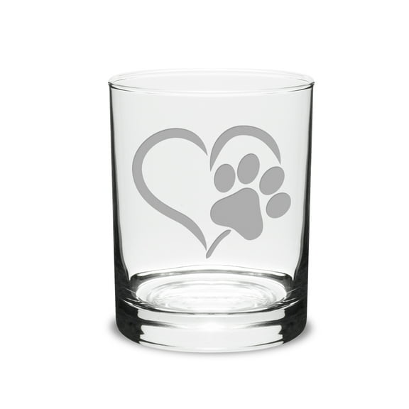 Paw Print Heart Deep Etched Classic Whiskey Decanter