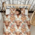 thumbnail image 3 of Flower and Highland Cow Duvet Cover and Pillowcase Set for Single Bedding, Bedroom Accessories for Kids Teens, 3 of 5