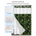 thumbnail image 4 of No Hook Shower Curtain with Snap-in Liner, Spring Leaves Waterproof Fabric Bathroom Curtains, Pastoral Garden Botanical Black Bath Curtains & Mesh Top Window 72"x78" Long, 4 of 9