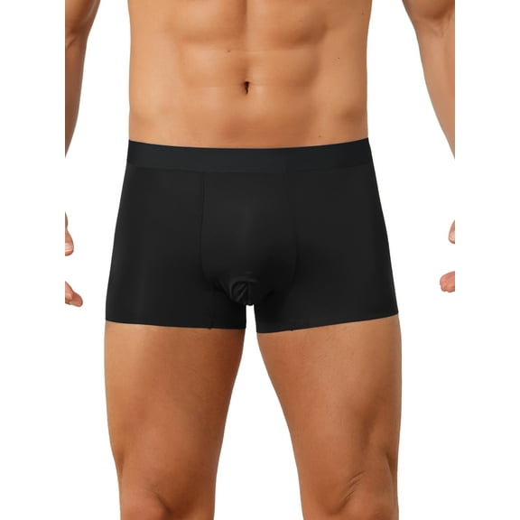 INSPIRE CHIC Men's Solid Color Elastic Waistband Lightweight Breathable Boxer Brief 32 Black