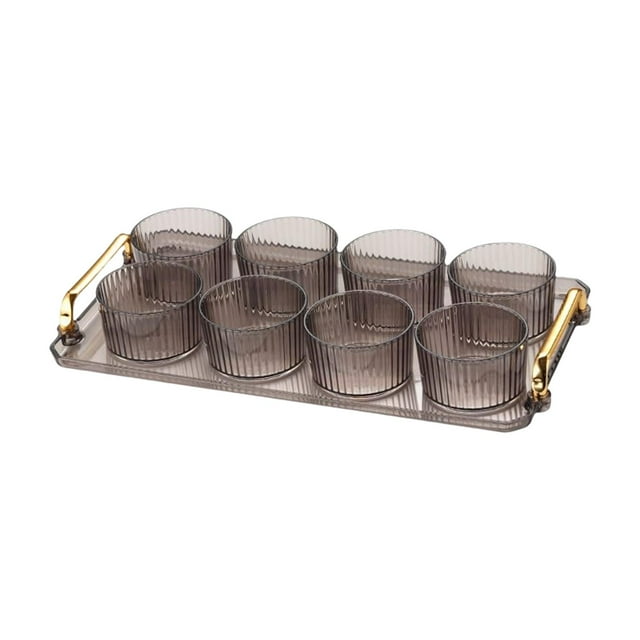 Plato de servir dividido Plato divisor de postre con soporte para boda, fiesta nórdica para aperitivo, bandeja para servir de frutas 8 tazones gris